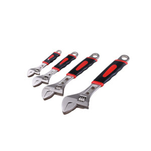 Satin Adjustable Soft Grip Spanner Wrench Set 6″ 8″ 10″ 12″ Garage  Tool Set Kits